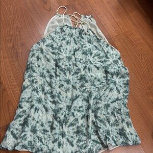 Green and White Halter Dress